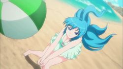 Rule 34 | 1girl, animated, animated gif, blue eyes, blue hair, breasts, cleavage, leviathan (zettai bouei leviathan), matching hair/eyes, solo, zettai bouei leviathan
