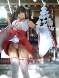 Rule 34 | 3d, highres, incise soul, japanese clothes, lace, m-rs, miko, panties, tagme, thighhighs, underwear, white panties