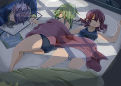 Rule 34 | 00s, bad id, bad pixiv id, bed, blanket, blindfold, book, droite (tales), gauche (tales), green hair, lingerie, name john, pillow, red hair, sleeping, tales of (series), tales of vesperia, underwear, yeager (tales)