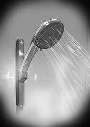 Rule 34 | absurdres, arknights, comic, greyscale, highres, monochrome, no humans, rhode, saikre, shower (place), shower head, silent comic, water