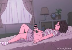 Rule 34 | 1girl, animated, bed, bedroom, blush, book, breasts, brown eyes, brown hair, censored, clenched teeth, closed eyes, clothes lift, clothes pull, collarbone, cum, cum on body, cum on hair, cum on self, curtains, desk lamp, drawstring, ejaculation, erection, excessive cum, facial, from side, futanari, futanari masturbation, headboard, indoors, interior, knee up, lamp, lying, masturbation, medium breasts, mirror, mosaic censoring, multicolored shirt, navel, on back, open mouth, orgasm, original, penis, pillow, pink shirt, pink shorts, pink socks, plant, potted plant, precum, pumping, ruined orgasm, shelf, shirt, shirt lift, shiwa kou, short hair, short sleeves, shorts, shorts pull, socks, solo, sound, stomach, striped clothes, striped shirt, striped socks, sweat, teeth, trembling, twitching penis, twitter username, two-tone shirt, two-tone socks, underwear, video, white shirt, white socks, window