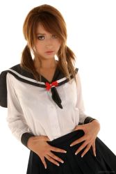 Rule 34 | cosplay, leah dizon, photo (medium), sailor, school uniform, serafuku, twintails
