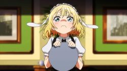 Rule 34 | 1girl, animated, animated gif, blonde hair, blue eyes, rabbit, gochuumon wa usagi desu ka?, kirima syaro, scared, solo