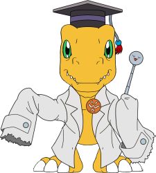 Rule 34 | agumon hakase, coat, digimon, digimon (creature), hat, highres, looking at viewer, solo, transparent background