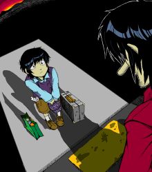 Rule 34 | 2boys, age difference, black eyes, black hair, father and son, gorillaz, multiple boys, murdoc niccals, tagme, aged down