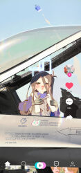 Rule 34 | &gt;o&lt;, 5girls, absurdres, aircraft, airplane, alternate costume, aris (blue archive), blue archive, blue sky, blush, bm tol, cockpit, commentary, english commentary, fighter jet, flying, halo, highres, jet, midori (blue archive), military, military vehicle, momoi (blue archive), multiple girls, one side up, open cockpit, pilot, pilot suit, sky, smile, solo focus, thumbs up, tiktok, yuuka (blue archive), yuzu (blue archive)