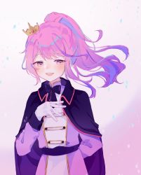Rule 34 | 1girl, absurdres, blush, crown, gloves, hand on own chest, highres, indie virtual youtuber, long hair, long sleeves, looking to the side, machi1246, multicolored hair, pale skin, pink hair, ponytail, purple eyes, purple hair, tsmatch, virtual youtuber