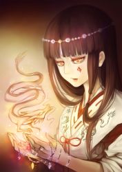 Rule 34 | 1girl, black hair, dragon, eastern dragon, highres, hjz (artemi), japanese clothes, jewelry, long hair, necklace, open mouth, original, tattoo, yellow eyes