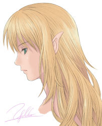 Rule 34 | blonde hair, green eyes, long hair, original, pointy ears, signature, sketch, solo, yukihiro
