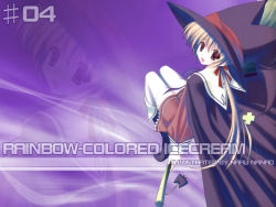 Rule 34 | blonde hair, broom, cape, hat, long hair, nanao naru, open mouth, red eyes, smile, solo, tagme, thighhighs, wallpaper