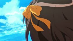 Rule 34 | 00s, 1girl, animated, animated gif, brown hair, day, lowres, lucky star, one-piece swimsuit, outdoors, screencap, short hair, sky, solo, suzumiya haruhi, suzumiya haruhi no yuuutsu, swimsuit, white one-piece swimsuit