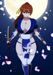 Rule 34 | 1girl, absurdres, breasts, dead or alive, frown, highres, kasumi (doa), large breasts, ponytail, solo