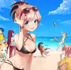 Rule 34 | 1boy, 6+girls, abigail williams (fate), adjusting eyewear, ahoge, ass, bad id, bad twitter id, ball, beach, beach volleyball, bikini, black bikini, black bow, black hair, blonde hair, blue eyes, blue hair, blush, bow, breasts, buster shirt, cleavage, closed eyes, commentary request, crab, cu chulainn (caster) (fate), cu chulainn (fate), cu chulainn (fate/stay night), dolphin, earrings, eating, eyewear on head, fang, fate/grand order, fate (series), flower, food, frankenstein&#039;s monster (fate), frankenstein&#039;s monster (swimsuit saber) (fate), frankenstein&#039;s monster (swimsuit saber) (first ascension) (fate), frilled bikini, frills, front-tie bikini top, front-tie top, hair bow, hair flower, hair ornament, halterneck, hawaiian shirt, highres, jeanne d&#039;arc (fate), jeanne d&#039;arc (ruler) (fate), jeanne d&#039;arc (swimsuit archer) (fate), jeanne d&#039;arc (swimsuit archer) (second ascension) (fate), jewelry, large breasts, long hair, medium breasts, miyamoto musashi (fate), multi-strapped bikini, multiple girls, nail polish, navel, necklace, oda nobunaga (fate), oda nobunaga (koha-ace), oda nobunaga (swimsuit berserker) (fate), oda nobunaga (swimsuit berserker) (first ascension) (fate), okita souji (fate), okita souji (koha-ace), onnanokofish, pink hair, playing sports, ponytail, popsicle, sarong, scathach (fate), scathach (fate/grand order), scathach (swimsuit assassin) (fate), shirt, short hair, short twintails, side-tie bikini bottom, sunglasses, sweatdrop, swimsuit, twintails, volleyball, volleyball (object), water