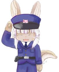 Rule 34 | 10s, artist request, rabbit, closed eyes, furry, made in abyss, nanachi (made in abyss), open mouth, police hat, police uniform, smile