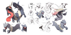 Rule 34 | character name, concept art, creatures (company), fakemon, game freak, looking at viewer, nintendo, open mouth, pokemon, pokemon (creature), red eyes, siirakannu, simple background, tongue, tongue out, translation request, white background