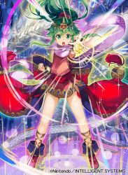 Rule 34 | 1girl, boots, bracelet, clenched hand, company name, copyright name, dragon, dress, fire emblem, fire emblem: mystery of the emblem, fire emblem cipher, full body, green eyes, green hair, jewelry, kurosawa tetsu, long hair, looking at viewer, nintendo, official art, open mouth, pink dress, pointy ears, ponytail, ribbon, scarf, short dress, sidelocks, sleeveless, sleeveless dress, solo, sparkle, standing, stone, tiara, tiki (fire emblem), tiki (young) (fire emblem)