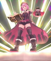 Rule 34 | 1girl, absurdres, bad id, bad pixiv id, belt, beret, book, boots, cape, colonel olcott (fate), crossed arms, fate/grand order, fate (series), floating, floating book, floating object, grimoire, hat, helena blavatsky (fate), helena blavatsky (third ascension) (fate), highres, long coat, off shoulder, potatochip, purple eyes, purple hair, thighhighs