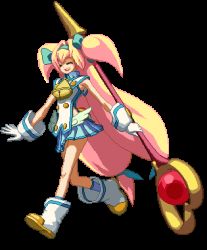 Rule 34 | animated, animated gif, arc system works, bell, blazblue, blazblue: continuum shift, blonde hair, gloves, hair ribbon, hairband, lowres, platinum the trinity, ribbon, smile, twintails
