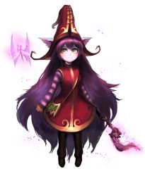 Rule 34 | 1girl, animal ears, bad id, bad pixiv id, blush, ears through headwear, fairy, hat, league of legends, long hair, lulu (league of legends), pix (league of legends), purple hair, smile, solo, staff, very long hair, witch hat, yellow eyes, yy6242