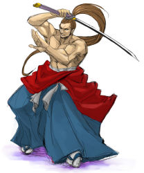 Rule 34 | katana, kibagami genjuro, long hair, male focus, muscular, ponytail, samurai, samurai spirits, snk, sword, weapon