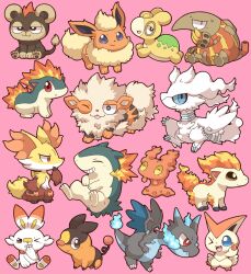 Rule 34 | &gt; o, 2027 (submarine2027), :3, :d, :o, ;p, ^ ^, arcanine, blue eyes, blue fire, blue sclera, blush, bright pupils, brown eyes, charizard, chibi, claws, closed eyes, closed mouth, colored sclera, commentary request, creatures (company), delphox, fangs, fire, flame-tipped tail, flareon, game freak, gen 1 pokemon, gen 2 pokemon, gen 3 pokemon, gen 5 pokemon, gen 6 pokemon, gen 8 pokemon, grin, hand on own chin, hand up, heatmor, highres, jitome, legendary pokemon, litleo, looking at viewer, mega charizard x, mega pokemon, mythical pokemon, nintendo, no humans, numel, one eye closed, open mouth, pink background, pokemon, pokemon (creature), ponyta, purple eyes, quilava, red eyes, reshiram, scorbunny, sideways glance, simple background, sitting, slugma, smile, sweatdrop, teeth, tepig, thinking, tongue, tongue out, typhlosion, v, victini, white pupils