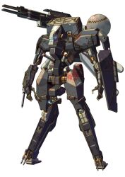 Rule 34 | boss fight, cyborg, glowing, highres, joy (cyber x heaven), mecha, metal gear (series), metal gear sahelanthropus, no humans, robot, science fiction, simple background, solo, standing, weapon, white background