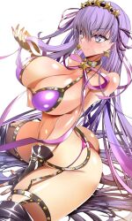 Rule 34 | 1girl, absurdly long hair, bb (fate), bb (fate) (all), bb (swimsuit mooncancer) (fate), bb (swimsuit mooncancer) (second ascension) (fate), bead bracelet, beads, bikini, black gloves, blush, bow, bowtie, bracelet, breasts, closed mouth, earrings, fate/grand order, fate (series), fingerless gloves, gloves, hairband, hand in own hair, highres, huge breasts, jewelry, long hair, purple bikini, purple ribbon, ribbon, smile, star (symbol), star earrings, swimsuit, thong, very long hair, yahoo0124