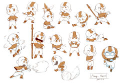 Rule 34 | 1boy, aang, avatar: the last airbender, avatar legends, bald, character sheet, chibi, eating, element bending, fighting stance, glowing, glowing eyes, highres, looking at viewer, momo (avatar), monochrome, multiple views, nemurism, sitting, staff, tattoo, wind
