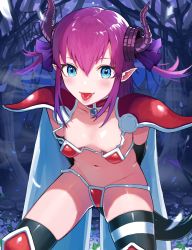 Rule 34 | 10s, 1girl, armor, arms behind back, bad id, bad pixiv id, bikini, bikini armor, blue eyes, breasts, collar, elizabeth bathory (brave) (fate), elizabeth bathory (fate), elizabeth bathory (fate), fate/extra, fate/extra ccc, fate/grand order, fate (series), hakisou, highres, horns, long hair, looking at viewer, navel, pauldrons, pink hair, pointy ears, profile, red armor, red bikini, shoulder armor, sidelocks, small breasts, smile, solo, swimsuit, tail, thighhighs, tongue, tongue out