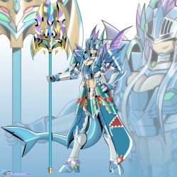 Rule 34 | 1girl, absurdres, armor, digimon, digimon (creature), female focus, highres, polearm, solo, tail, trident, weapon