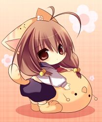 Rule 34 | 1girl, animal ears, animal hands, antenna hair, bad id, bad pixiv id, bell, brown eyes, brown hair, cat ears, cat tail, child, di gi charat, flower, gema, official style, puchiko, sailor collar, skrment, tail