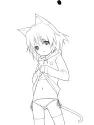 Rule 34 | 00s, 0123456789, 1girl, clothes lift, greyscale, monochrome, panties, sanya v. litvyak, shirt lift, side-tie panties, solo, strike witches, underwear, unfinished, world witches series