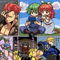 Rule 34 | 3girls, 6+boys, aged down, alm (fire emblem), black hair, black panties, blonde hair, bow, celica (fire emblem), character request, chibi, comic, commentary request, day, defeat, dress, eyebrows, fire emblem, fire emblem: the blazing blade, fire emblem echoes, fire emblem echoes: shadows of valentia, fire emblem gaiden, fire emblem heroes, florina (fire emblem), green hair, hair bow, handheld game console, jojo no kimyou na bouken, jojo pose, kara age, koyasu takehito, lon&#039;qu (fire emblem), lyn (fire emblem), multiple boys, multiple girls, navarre (fire emblem), nintendo, nintendo 3ds, ogma (fire emblem), panties, red eyes, red hair, saber (fire emblem), sain (fire emblem), sword, torn clothes, translation request, underwear, weapon