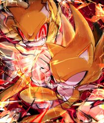 Rule 34 | @ @, blood, blood on face, cuts, fighting, fleetway super sonic, furry, furry male, gloves, hedgehog, hedgehog boy, hedgehog ears, hedgehog tail, highres, injury, red eyes, shoes, sonic (series), sonic the comic, sonic the hedgehog, super sonic, usa37107692