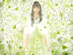 Rule 34 | 1girl, brown hair, dress, green eyes, highres, long hair, original, sakimori (hououbds), shawl, solo