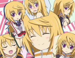 Rule 34 | 10s, 1girl, ^ ^, angry, bad id, bad pixiv id, blonde hair, blush, charlotte dunois, closed eyes, embarrassed, expressions, closed eyes, infinite stratos, open mouth, purple eyes, reverse (artist), reverse (bluefencer), school uniform, short hair, smile, v arms