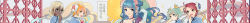 Rule 34 | 5girls, acfun girl, blonde hair, blue eyes, blue hair, bow, brown hair, bun cover, chinese clothes, choker, closed mouth, cloud, collarbone, covering own mouth, dark-skinned female, dark skin, double bun, elbow gloves, fang, floating hair, flower, gloves, green eyes, green hair, hair between eyes, hair bow, hair bun, hair flower, hair ornament, hairband, hand over own mouth, hand up, hands up, highres, holding, holding umbrella, long hair, long image, looking at viewer, looking back, moon, multiple girls, open mouth, orange eyes, orange hair, original, parted lips, red eyes, short hair, short sleeves, sky, smile, sparkle, speech bubble, talking, tareme, umbrella, wavy hair, white gloves, wide image, wind, yellow bow