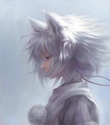 Rule 34 | 1girl, animal ears, close-up, expressionless, from side, hat, inubashiri momiji, japanese clothes, jason peng, messy hair, pom pom (clothes), profile, realistic, red eyes, short hair, solo, tassel, tokin hat, touhou, upper body, white hair, wolf ears