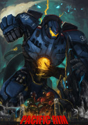 Rule 34 | apocalypse, bank of china tower, battle, cannon, cherno alpha, chest cannon, china, city, clenched hand, crimson typhoon, directed-energy weapon, energy cannon, energy weapon, gipsy danger, glowing, glowing eyes, glowing mouth, highres, hong kong, hp23, jaeger (pacific rim), kaijuu, knifehead, legendary pictures, mecha, military, military vehicle, monster, no humans, nuclear vortex turbine, pacific rim, pan pacific defense corps, real world location, retro artstyle, robot, saw, science fiction, striker eureka, super robot, victoria harbour, war