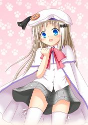 Rule 34 | 1girl, blonde hair, blue eyes, bow, cape, little busters!, long hair, noumi kudryavka, pink bow, school uniform, sira, solo, thighhighs