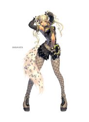 Rule 34 | 1girl, ankle boots, boots, breasts, cross-laced footwear, fishnets, high heel boots, high heels, highres, kim hyung tae, lace-up boots, long legs, magna carta, solo, twintails