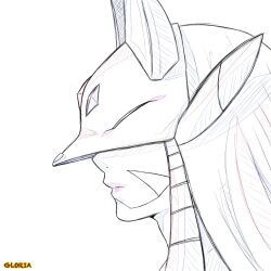 Rule 34 | armor, digimon, digimon (creature), fox mask, long hair, mask, sakuyamon, serious