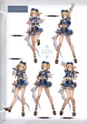 Rule 34 | 10s, 1girl, absurdres, arms up, blonde hair, bow, brown eyes, character name, djeeta (granblue fantasy), dress, elbow gloves, full body, gloves, granblue fantasy, hair bow, hairband, heart, heart hands, highres, holding, leg up, looking at viewer, microphone, minaba hideo, multiple views, non-web source, official art, open mouth, puffy sleeves, scan, shoes, short dress, short hair, short sleeves, simple background, smile, superstar (granblue fantasy), white background, white gloves, white legwear