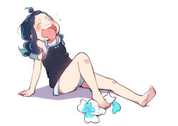 Rule 34 | 10s, 1girl, = =, barefoot, blue hair, camisole, coffret (heartcatch precure!), closed eyes, feet, forehead, heartcatch precure!, hot, kurumi erika, precure, shorts, sitting, stepped on, tongue, tongue out, ukokkei