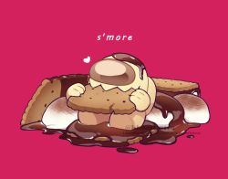Rule 34 | 1other, among us, chocolate, commentary, cracker, disembodied hand, eating, english text, food, heart, helmet, holding, holding food, impostor (among us), kiman, lime (among us), marshmallow, melting, miniature, on food, s&#039;more, sharp teeth, simple background, sitting on food, solo, space helmet, spacesuit, teeth, twitter username