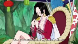 Rule 34 | 1girl, animated, animated gif, black hair, boa hancock, breasts, cape, cleavage, closed eyes, earrings, huge breasts, jewelry, large breasts, long hair, mature female, one piece, snake, snake earrings, solo, source request, tagme, talking, video, white cape