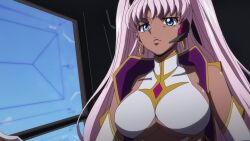 Rule 34 | 1girl, animated, anime screenshot, blue eyes, breasts, code geass, highres, large breasts, long hair, pink hair, sideboob, solo, tagme, twintails, underboob, video