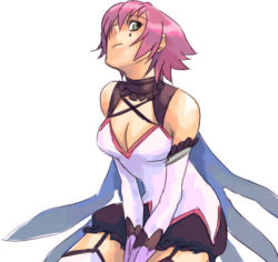 Rule 34 | .hack//, .hack//g.u., .hack//games, .hack//roots, 00s, 1girl, bandai, bare shoulders, breasts, cape, choker, cleavage, cyber connect 2, detached sleeves, green eyes, large breasts, lowres, no headwear, no headwear, pink hair, shino (.hack//), shino (.hack//g.u.), short hair, shorts, solo, thighhighs