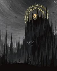 Rule 34 | apocalypse, bad end, black cloak, caught, cloak, curly hair, divine entity, eye of sauron, fantasy, fellbeast, frodo baggins, glowing, glowing sword, glowing weapon, greyscale, highres, hobbit, holding, holding sword, holding weapon, jewelry, jr (jarsarts), kneeling, looking at another, looking down, monochrome, reaching, ring, samwise gamgee, sauron, short hair, short sword, sting (sword), swirling, sword, the lord of the rings, the one ring, tolkien&#039;s legendarium, tolkien's legendarium, weapon