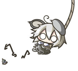 Rule 34 | 1girl, animal ears, aoblue, bishamonten&#039;s pagoda, chibi, female focus, full body, hanging, mouse ears, nazrin, o o, rope, simple background, solo, touhou, white background